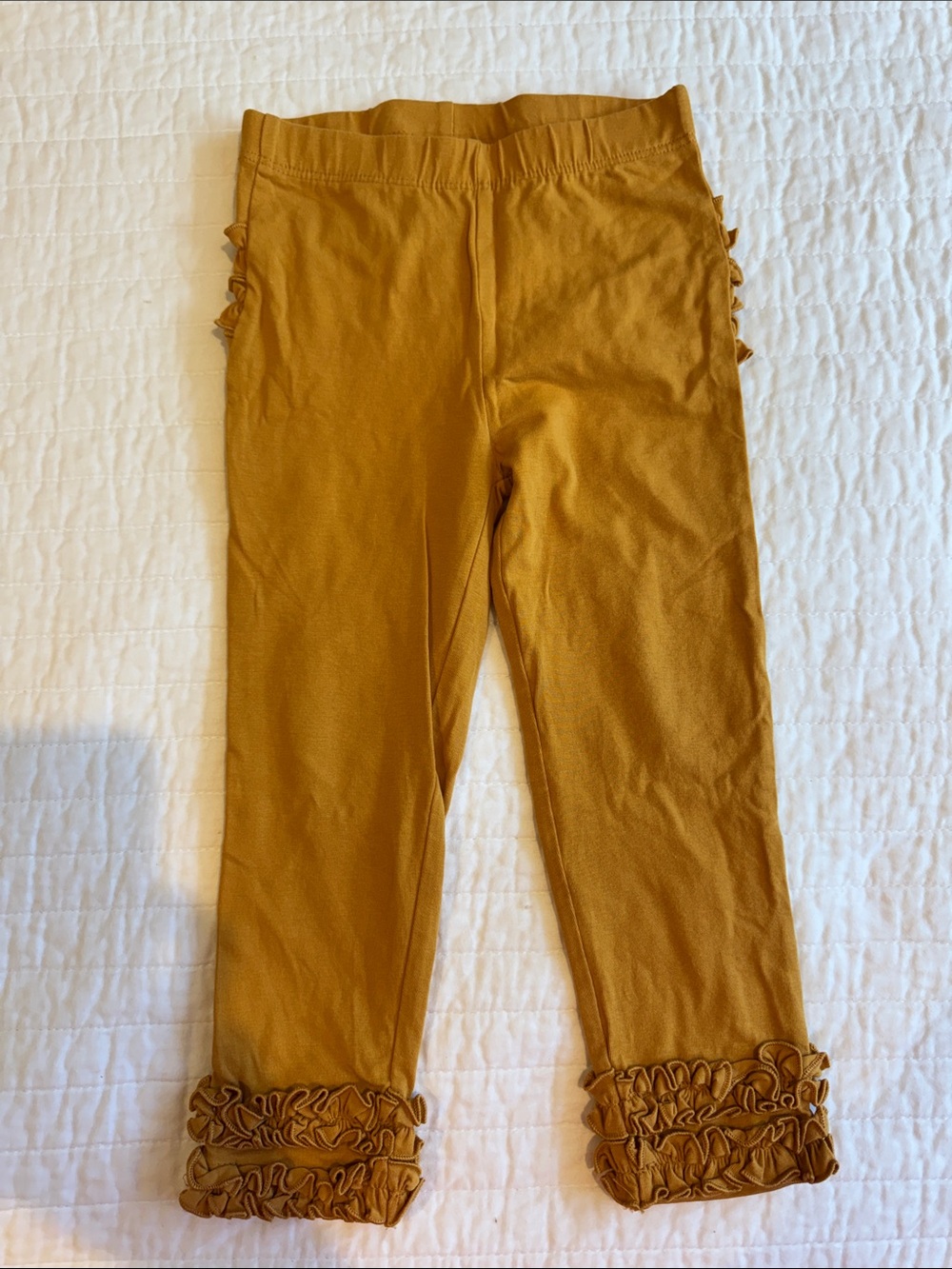 Ruffle Butts toddler Ruffle Trim Leggings - Mustard Yellow